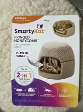 2 In 1 SmartyKat Fringed Honeycomb Cat Bed Pop Up Or Push Down Christmas Gift