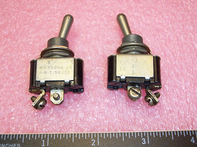 QTY (2) MS35058-25 JBT HEAVY DUTY MIL-SPEC 1 PST TOGGLE SWITCHES ON-OFF-NONE NOS