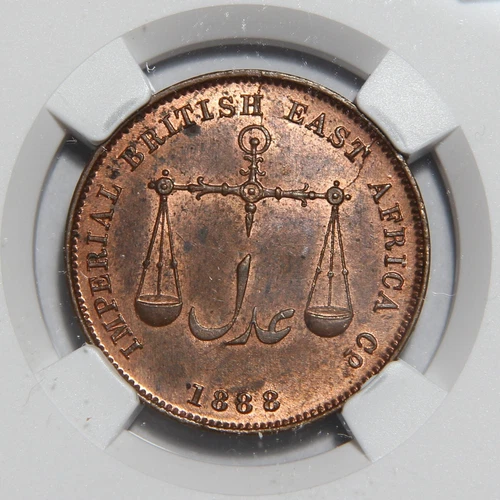 1888 Mombasa 1 Pice NGC MS62 RB