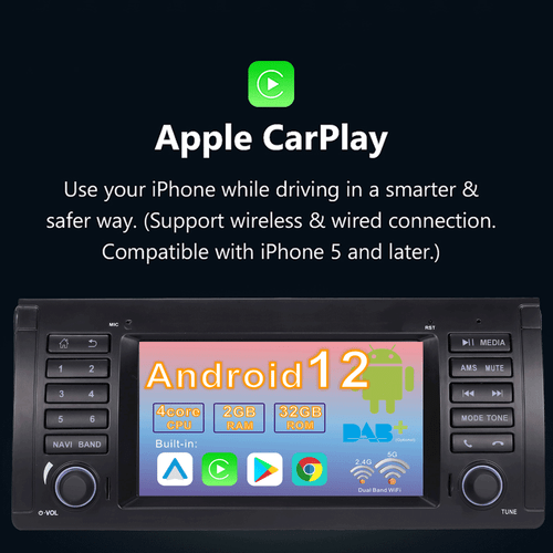 Car Stereo Radio for BMW 5 Series E39 E53 X5 M5 DAB+ RDS GPS Nav WIFI Android UK - Picture 9 of 14