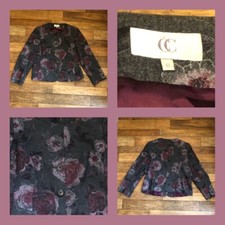 Country Casuals Size 18 Grey Floral Wool Mix Jacket Blazer Mother Of Bride Women