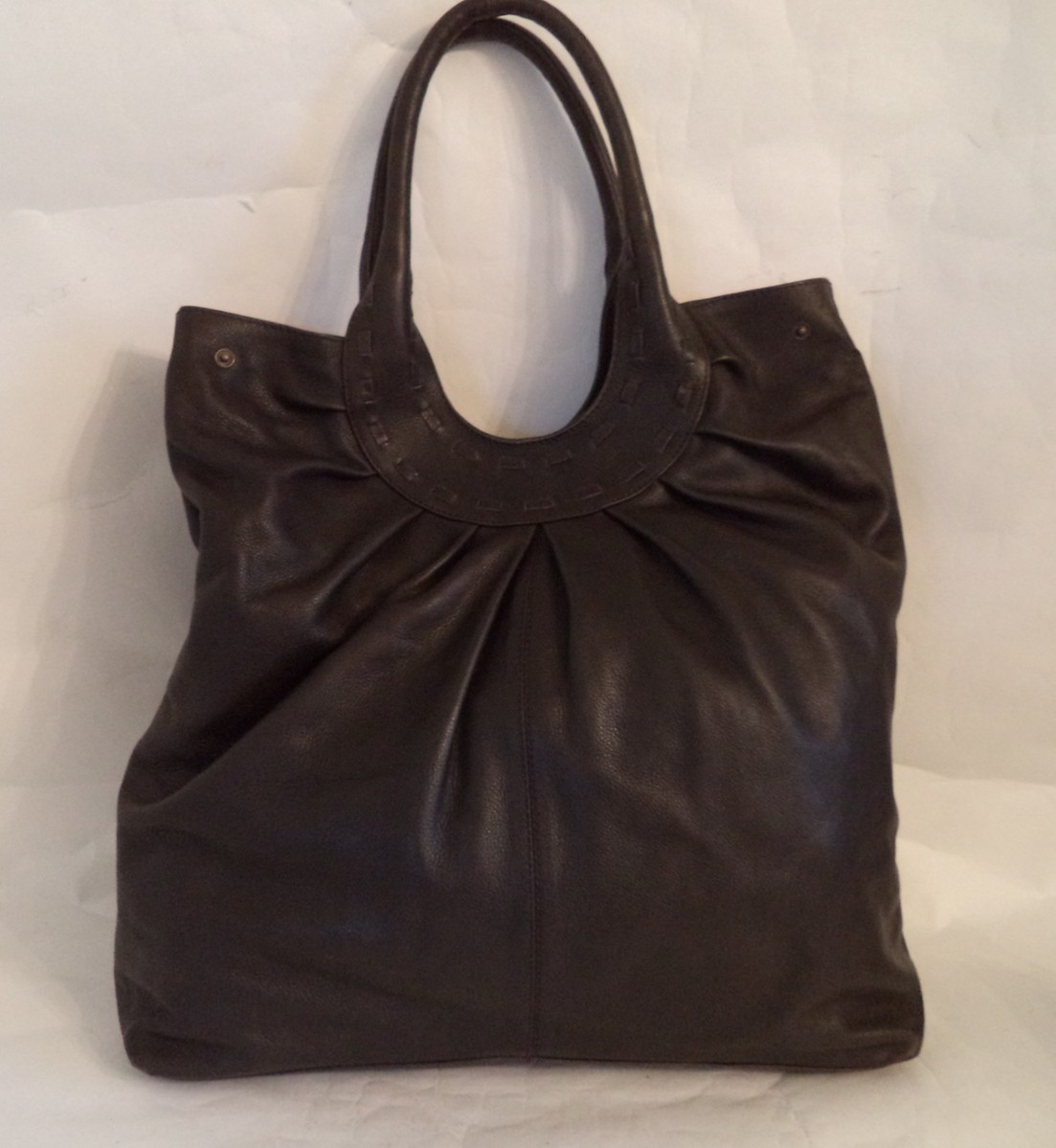 LARGE BROWN JOHN ROCHA LEATHER BAG HANDBAG DOUBLE STRAP TOTE