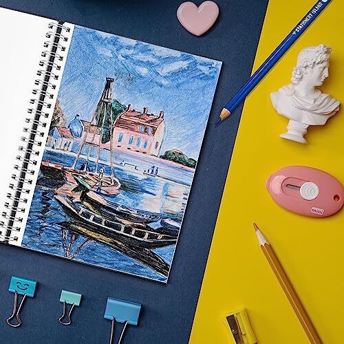 A4 Sketchbook, Hardcover Sketch Book with 200GSM Thick Paper Spiral Bound Sketch - Picture 8 of 10