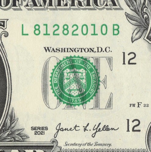 2010 Year Date Note Fancy Serial Number One Dollar Bill