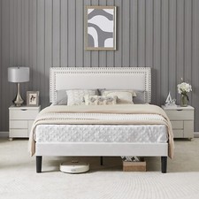 VECELO Upholstered Bed Frame Mattress Foundation Twin/Full/Queen with Headboard