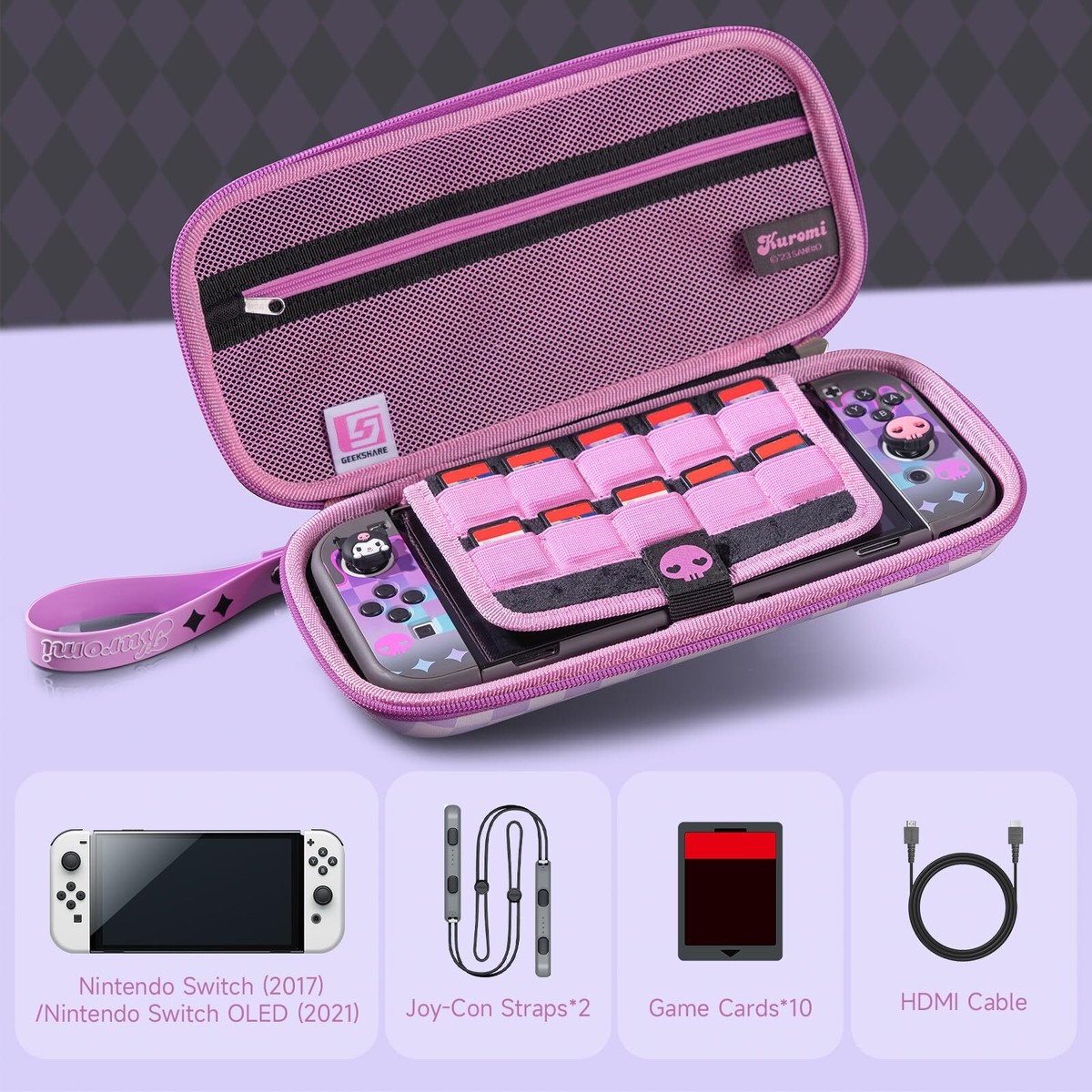Cartoon Carrying Case for Nintendo Switch / OLED Kuromi Bag Thick