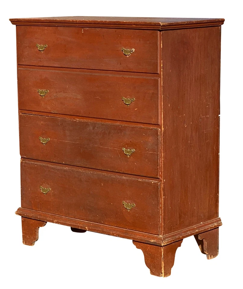 ANTIGUA NUEVA INGLATERRA REINA ANNE PERÍODO ROJO LAVADO DOS CAJONES ELEVADOR CAJA MANTA Foto 2 de 4