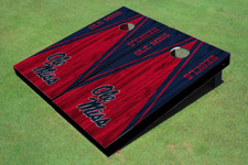 University of Mississippi Red And Navy Matching Triangle Wood Look Cornhole Boar