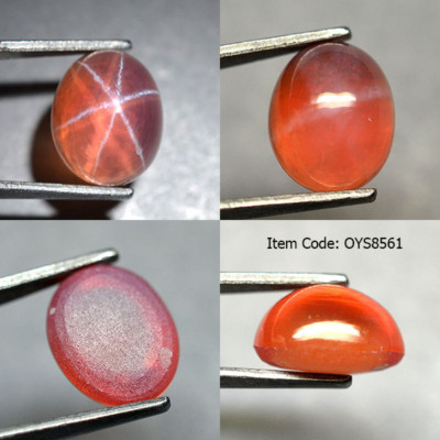 Oval 10x8 MM Orange Star Sapphire 6 Rays Lab Corundum Cabochon