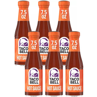 Taco Bell 6 Pack Hot Sauce 7.5 oz Glass Bottles Fajita Mexican Food Condiment