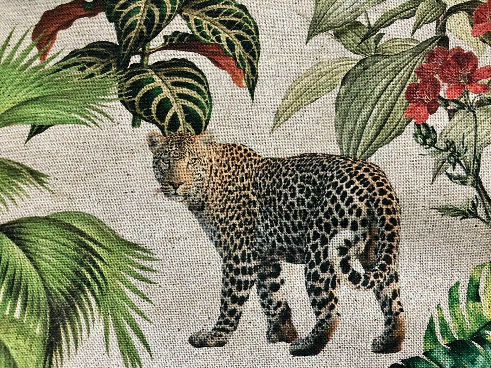 Safari Zoo Africa Animal Digital Print Fabric Linen Look Jungle Canvas 108