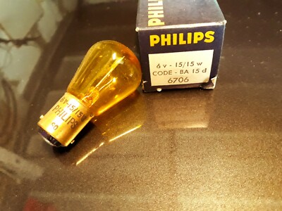 1 AMPOULE LAMPE CODE BA 15d JAUNE PHILIPS en 6V 15w  POUR MOTOS- SCOOTERS- AUTOS