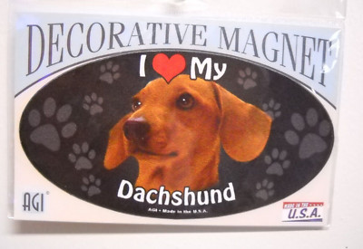 AGI Pet Series I Love   My Dachshund Oval 5'' Car Magnet Indoor Outdoor