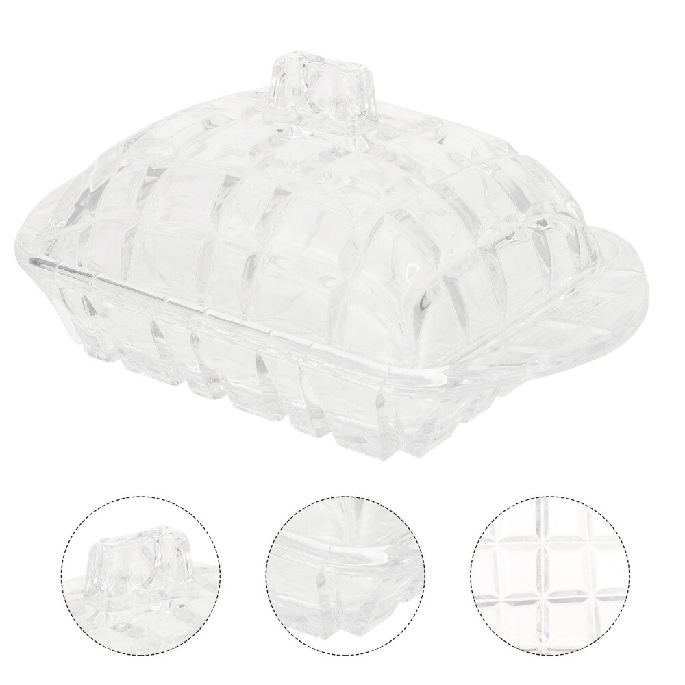 Trash Can with Lid Butter Box Dish Storage Clear Food Container-image
