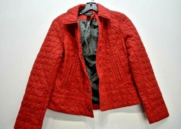 Rafaella Petites Women Red Long Sleeve Snap Front Seam Pocket Quilted Jacket P - Image 2 of 4