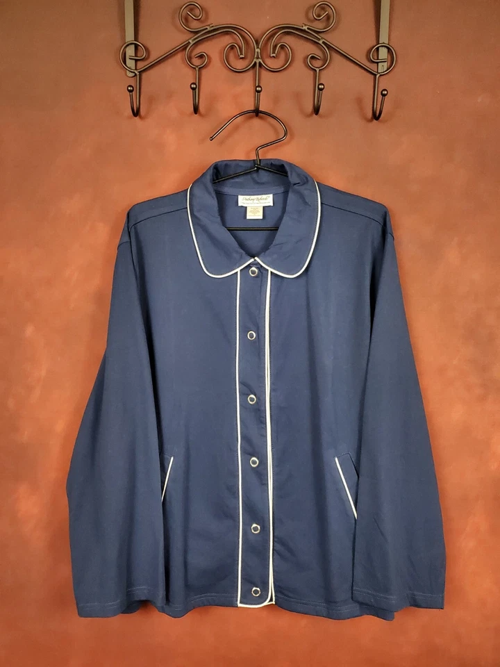 Pijama Anthony Richards manga larga mezcla de algodón frente a presión 1X azul marino Foto 2 de 4