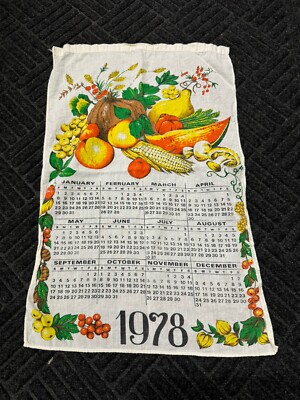 1978 Calendar Linen Tea Towel Gindi International Fruit and Vegetables