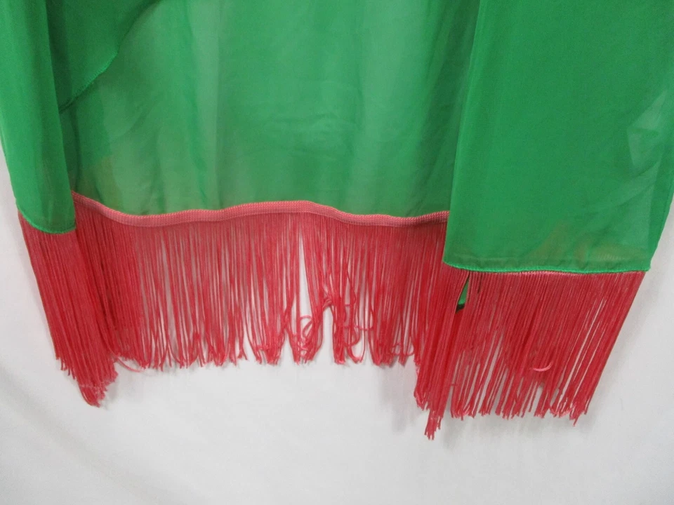 Nuevo chal envolvente Lularoe para mujer pequeño verde manga corta borlas transparentes poliéster Foto 3 de 4