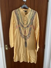 Women yellow crinkled long sleeves shirt dress size S(8/10)