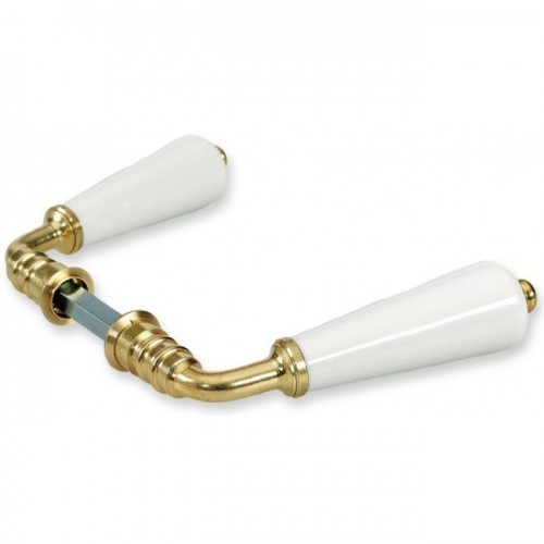 Poignées canon en porcelaine blanche MÉRIGOUS et 2 plaques clé L pour porte