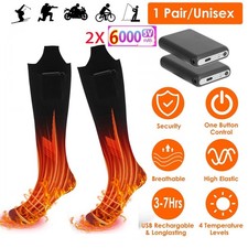 Electric Heated Socks Rechargeable Battery Men Women Winter Foot Warmer 6000mAh