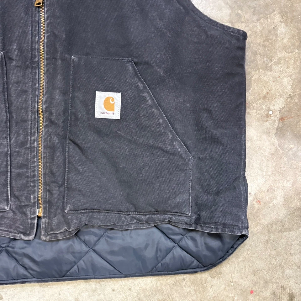 Vintage 1995 Carhartt Mens Vest 2XL VQ185 Workwear Quilted Lined Black Canvas - Image 3 of 4