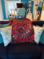 Vintage Mens Large Tie Dye Shirt Red Swirl Hippie