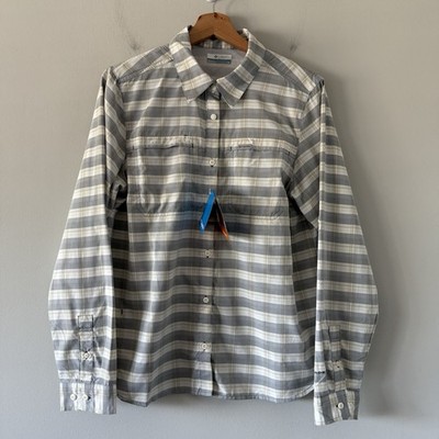 Columbia Womens Plaid Button Up Large Roll Tab Sleeve Fishing Hiking Outdoor