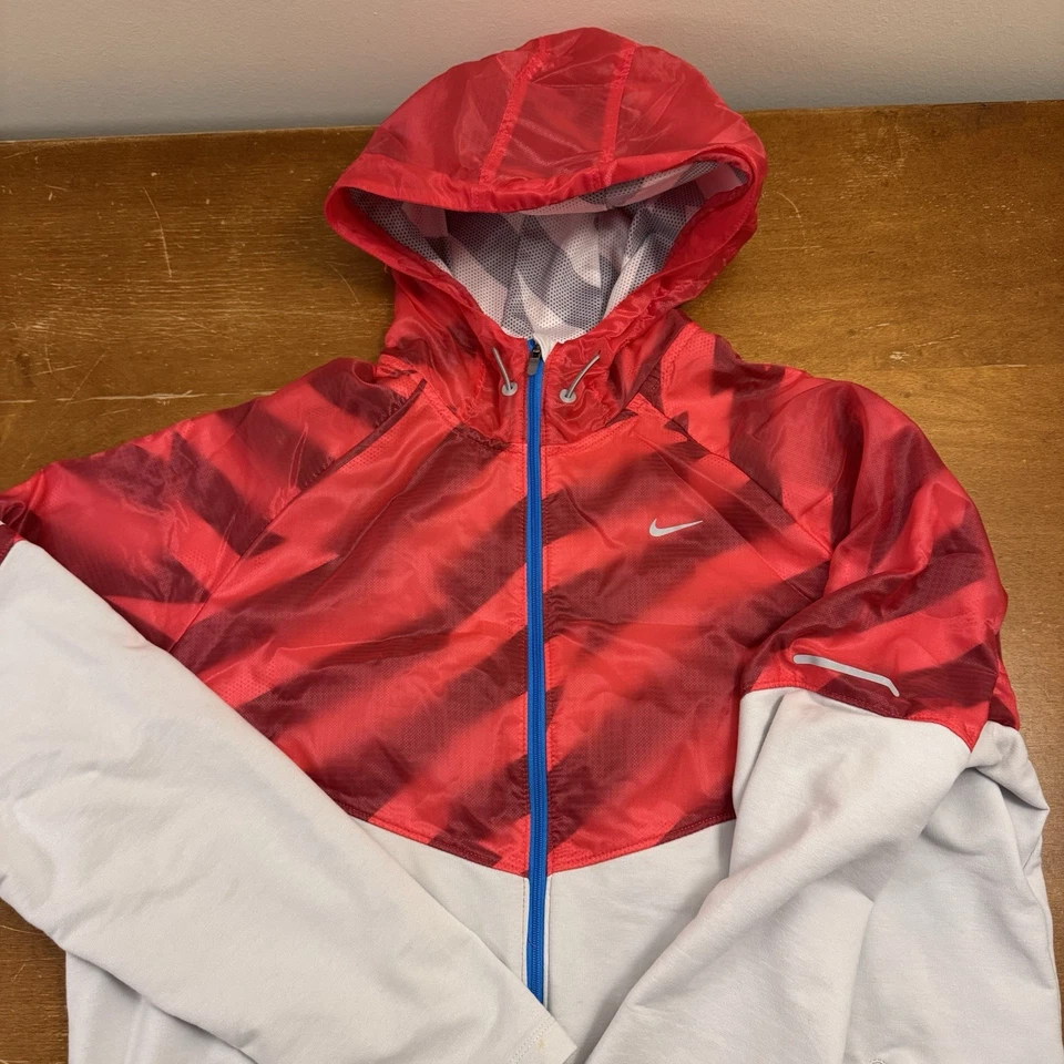 Chaqueta Nike Mujer XL Blanca Roja Dri-Fit Correr Manga Larga Entrenamiento Gimnasio Foto 2 de 4