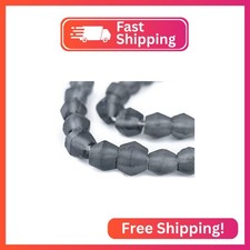 The Bead Chest Charcoal Grey Faceted Bicone Java Recycled Glass Beads 12mm - F
