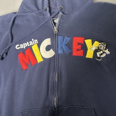 Disney Cruise Line Sweatshirt Sz M Blue Full Zip Hoodie Captain