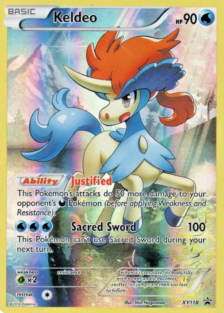 Pokemon Card - Keldeo XY118 - Black Star Promo Full Art Holo MP