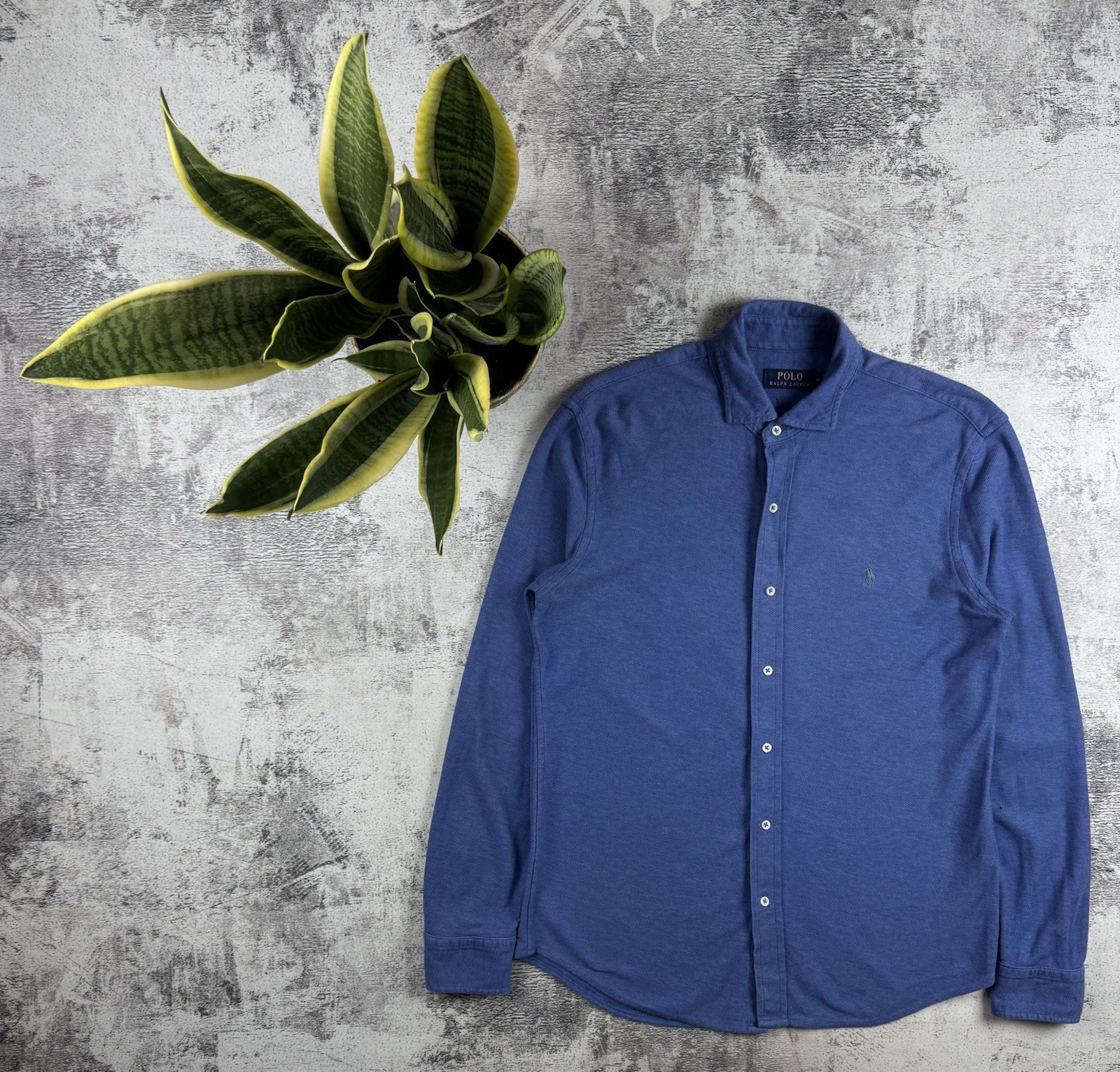 Polo Ralph Lauren Knit Medium Basic Button Blue O… - image 1