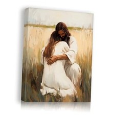 Christian Jesus Canvas Wall Art Jesus is hugging a Girl 12"x18" RELI-4