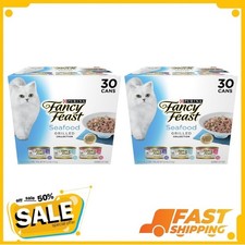 Purina Fancy Feast Grilled Food, Wet Cat Food, Seafood, 3 oz Cans 60 Cans 