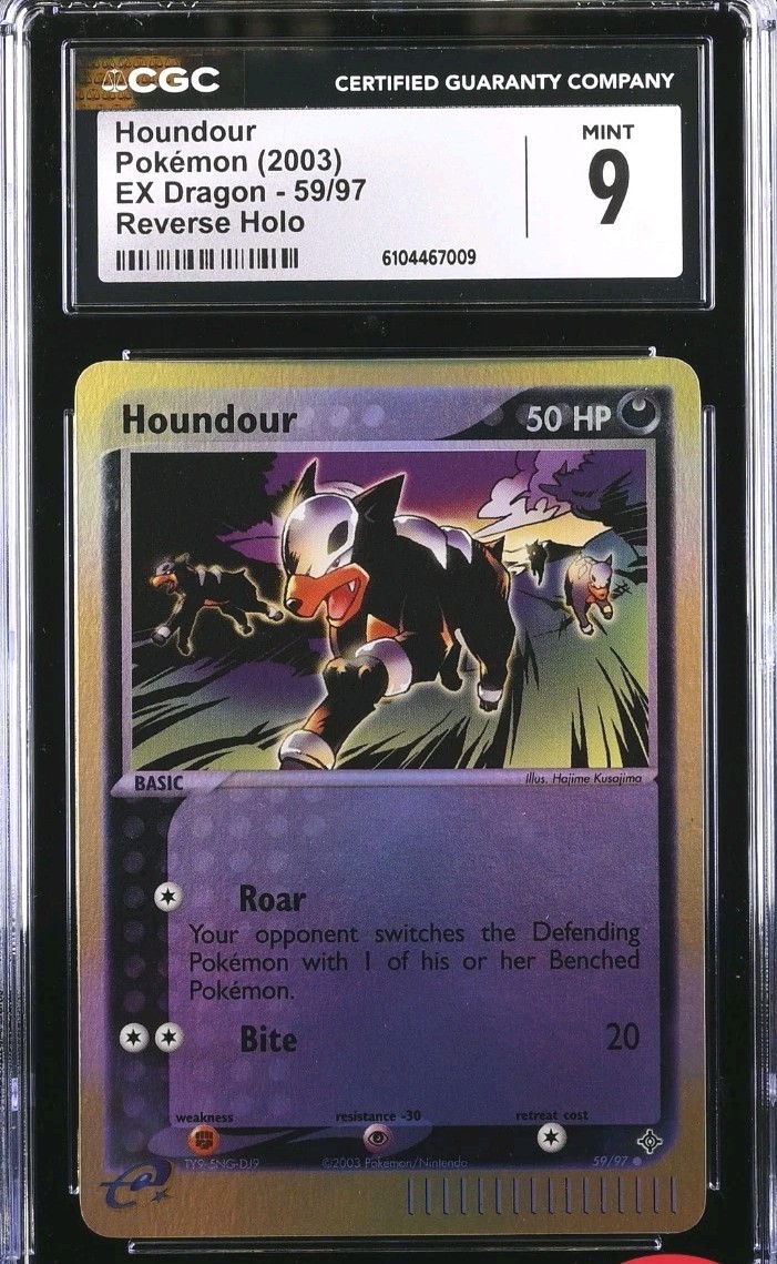 Houndour 59/97 EX Dragon Reverse Holo Rare 2003 Pokemon CGC 9 MINT