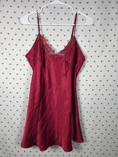 Victorias Secret Red Large Tie Back Satin Slip Dress Nightie Lingerie Nightie