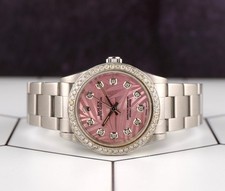 Rolex Oyster Perpetual 31mm 1ct Diamonds Pink Palm Motif Dial Watch 77080 2