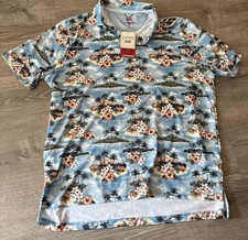 Chaps Men's Large Everyday Performance Stretch Polo Shirt Short Sleeve Sky