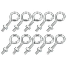 10 Pcs M4x20mm Eye Bolt Threaded Eyebolt Eye Hooks Screws with Nut Silver