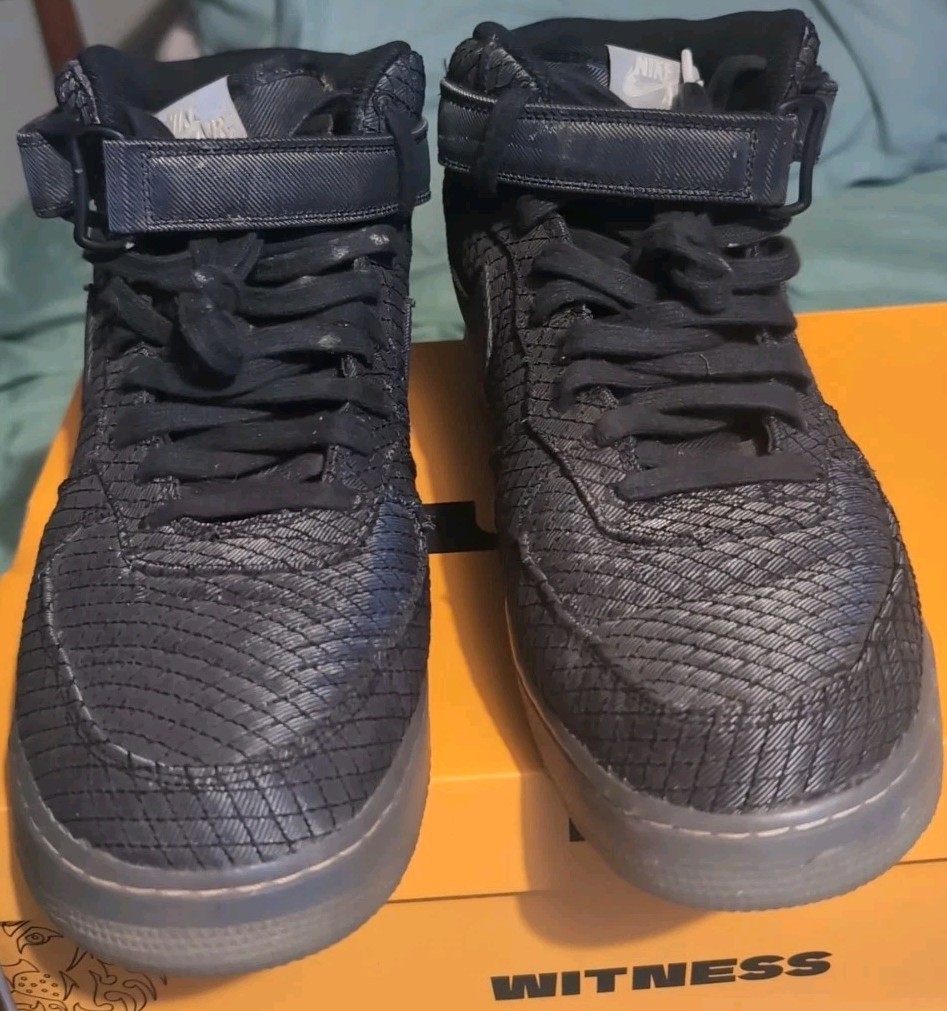 🔥Nike Air Force 1 '07 Mid LV8 Blk Fish Scale Sz 13 Excellent✨Condition✔RARE💎🔥 image 2
