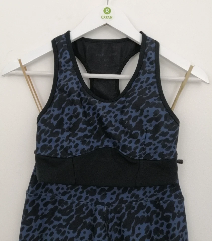 Conjunto de sujetador deportivo leggings para mujer talla 8 negro y azul estampado animal usado F1 de Asos Foto 4 de 4