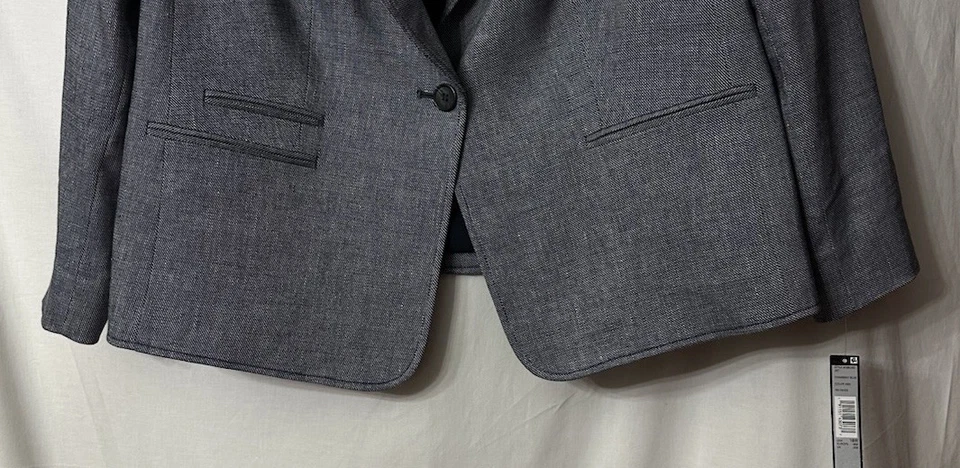 NWT Tahari Arthur S. Levine Womens Linen Blend Blue Dress Blazer Plus Size 18W - Image 4 of 4