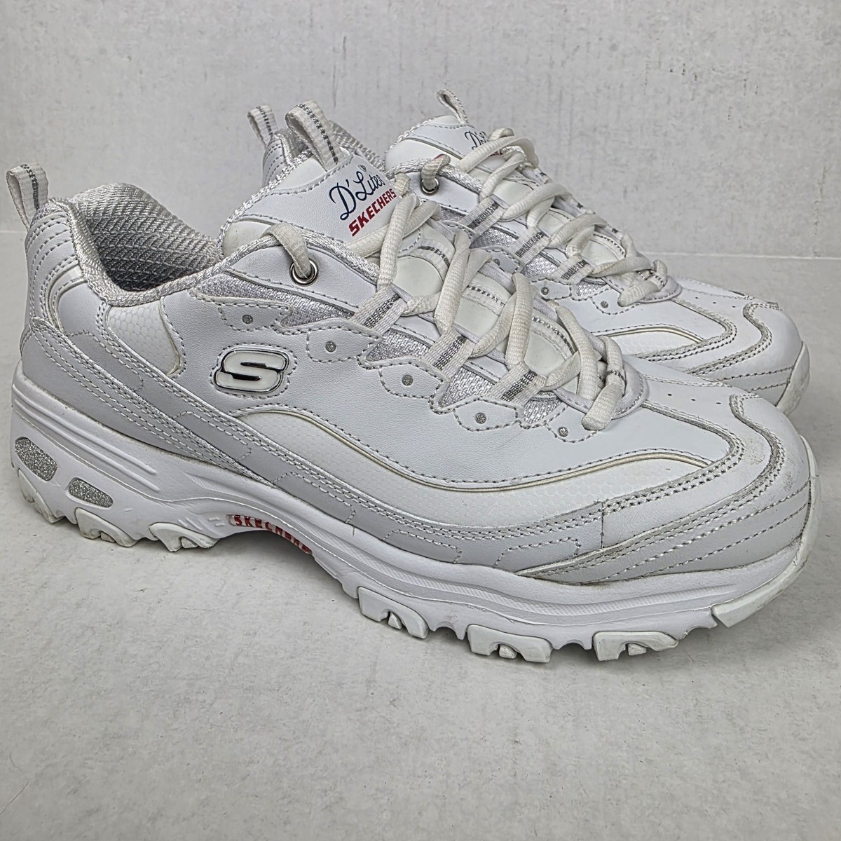DGD　③ Skechers D Lites White Chunky Sneakers Womens 9.5 EW Dad Shoes Y2K