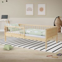 Holzbett Kinderbett Bett Lattenrost Einzelbett Rausfallschutz 160 X 80 Cm Natur