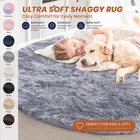 4x4 Round Shaggy Rug Anti-Slip Fluffy Carpet Plush Floor Mat for Living Room