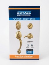Schlage Plymouth Bright Brass Single Cylinder Door Handleset with Flair Handle