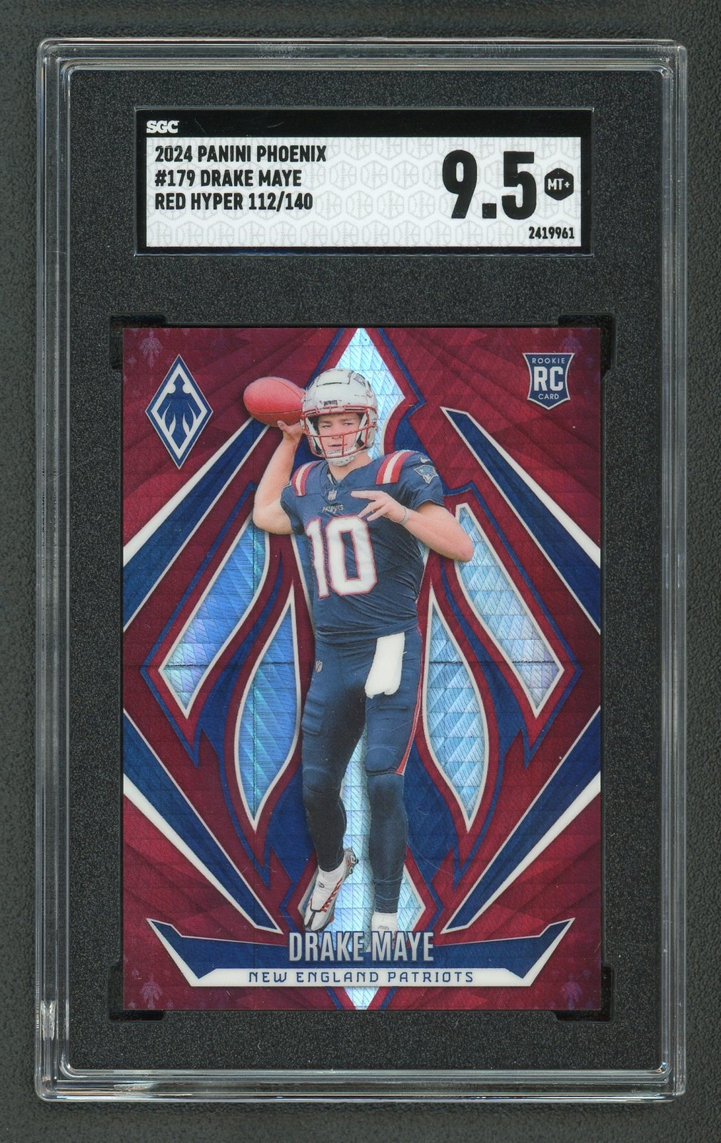 2024 Panini Phoenix Drake Maye RC Red Hyper /140 SGC 9.5 Patriots Rookie