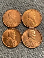 Lot Of 4 Bu Lincoln Cents 1945-d 1946-d 1947-d 1948-d Lot Of 4 Bu Lincoln Cents 1945-d 1946-d 1947-d 1948-d