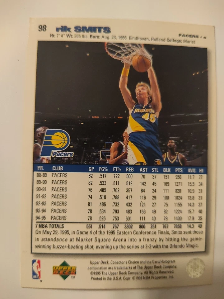 Rik Smits 1995-1997 (9 count) Basketball Cards UpperDeck Topps Fleer Ultra - Image 3 of 4